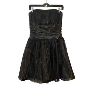 VTG Jessica McClintock Gunne Sax Mini Dress Black Bubble Strapless 90s Y2K Sz 7